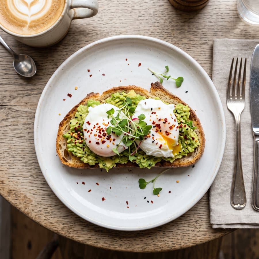 Avocado toast with eggs
