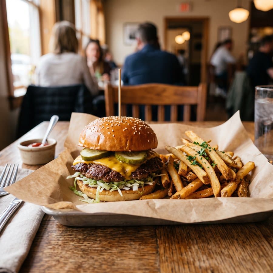 Burger and fries