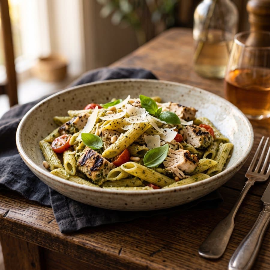 Pesto pasta with chicken